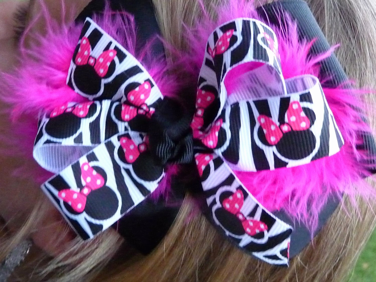 Pink Minnie Mouse Bow Elegant Pink and Black Minnie Mouse Hair Bow