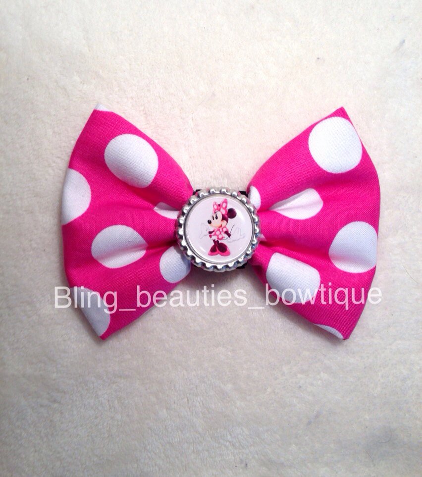 Pink Minnie Mouse Bow Elegant Sale Minnie Mouse Pink Polka Dot Bow by Blingbeautybowtique