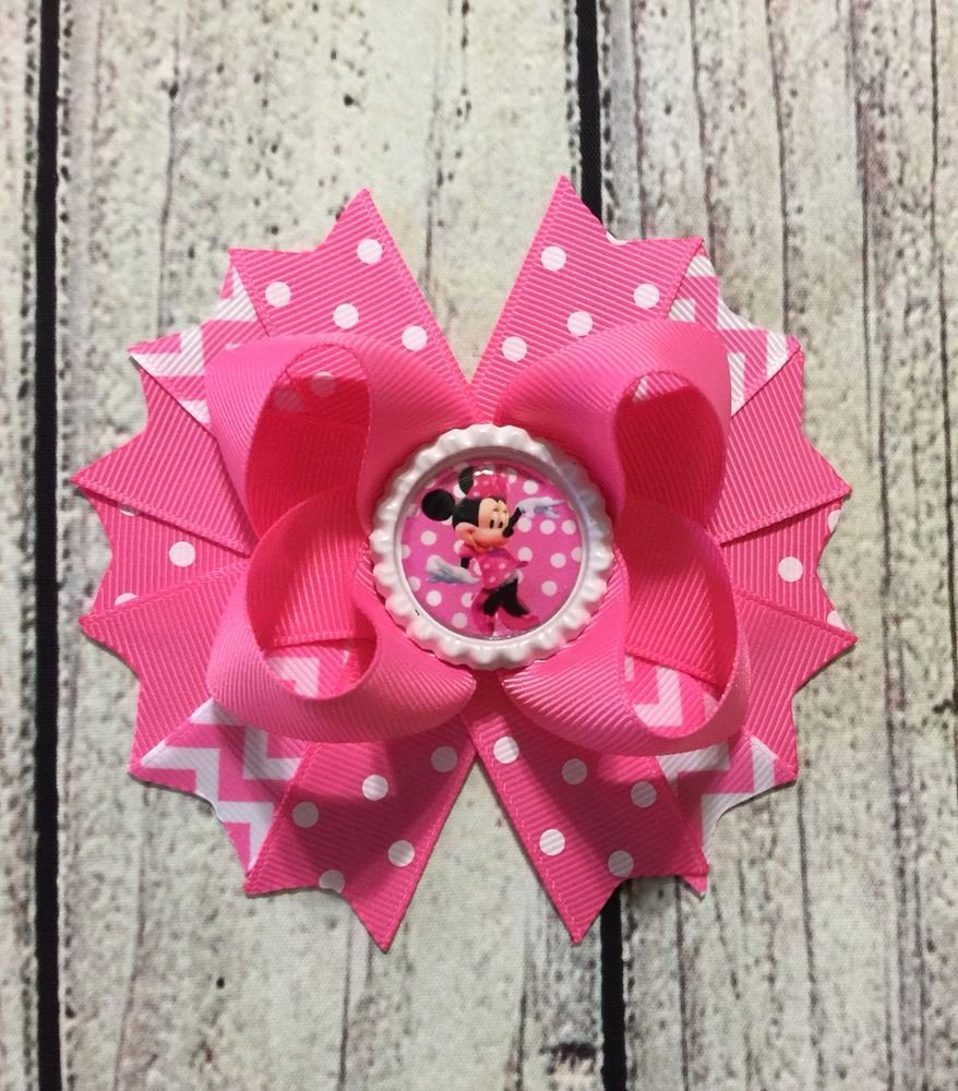 Pink Minnie Mouse Bow Fresh Handmade Hot Pink Polka Dots Minnie Mouse Stacked Boutique