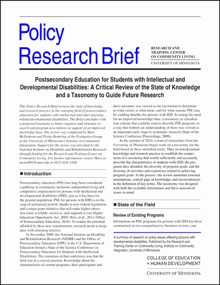 Policy Brief Template Download Best Of Policy Research Brief Postsecondary Education for Students with Intellectual and Developmental