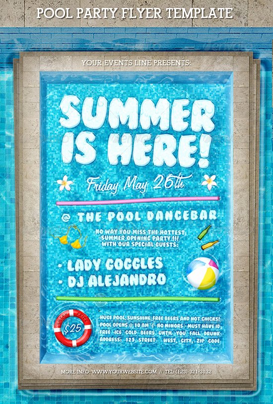 Pool Party Flyer Templates Free Unique top 50 Summer Beach Party Flyer Templates 56pixels