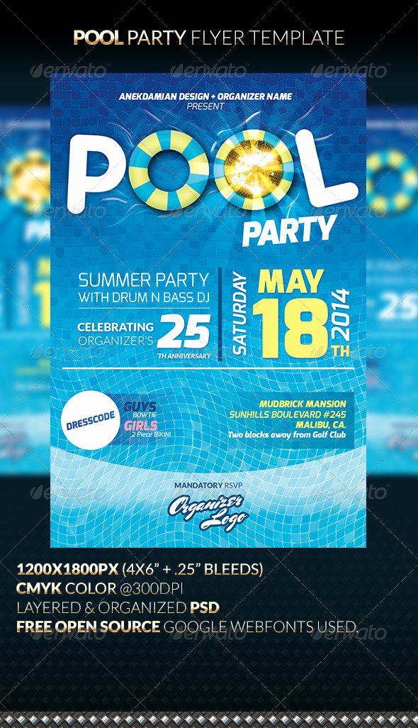 Pool Party Flyers Templates Awesome Pool Party Flyer Template by Anekdamian