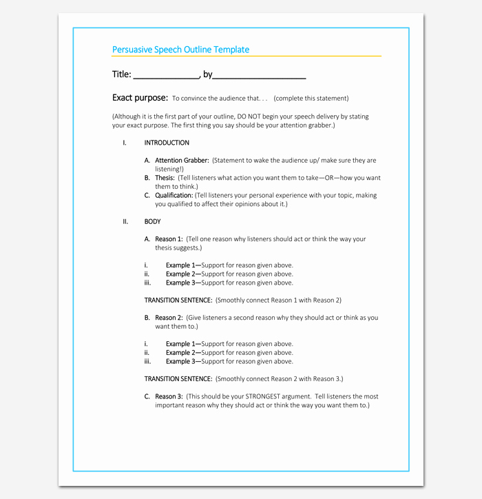 Powerpoint Presentation Outline Template New Blank Persuasive Speech Outline Template
