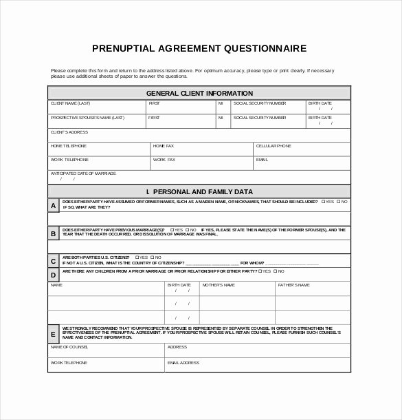 Prenuptial Agreement form Pdf Fresh 10 Prenuptial Agreement Templates – Free Word Pdf format Download