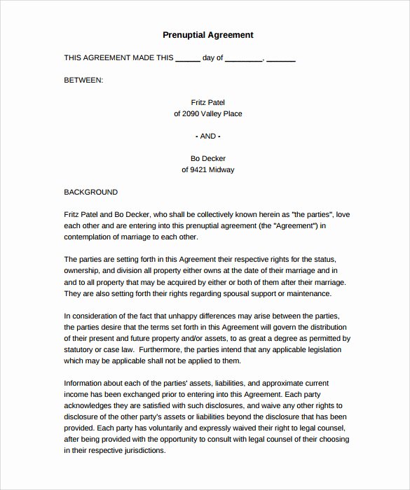 Prenuptial Agreement form Pdf New Free Printable Prenuptial Agreement form