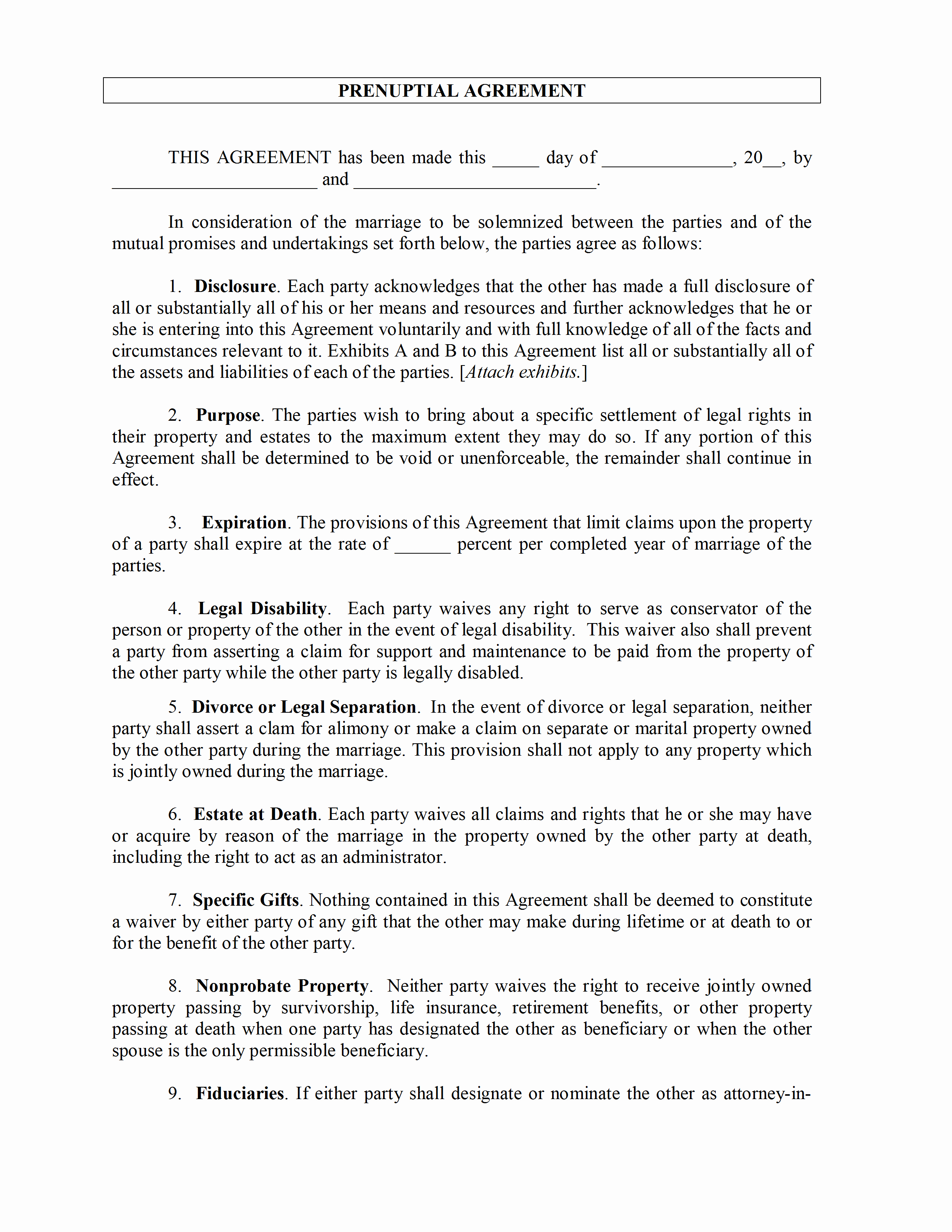 Prenuptial Agreement Sample Pdf Awesome Agreement Word Templates Free Word Templates