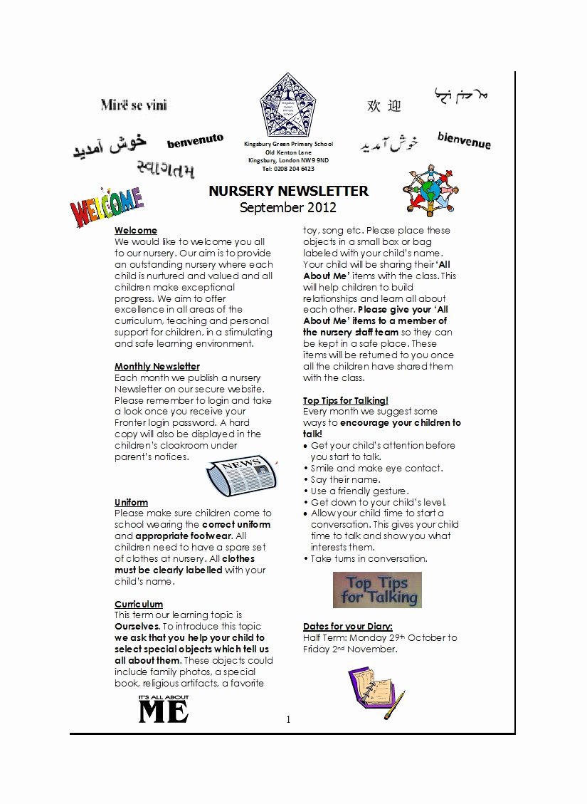 Preschool Newsletters for Parents Inspirational 50 Creative Preschool Newsletter Templates Tips Template Lab