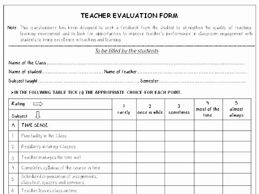 Preschool Teacher Evaluation form Beautiful Preschool Teacher Evaluation Ments