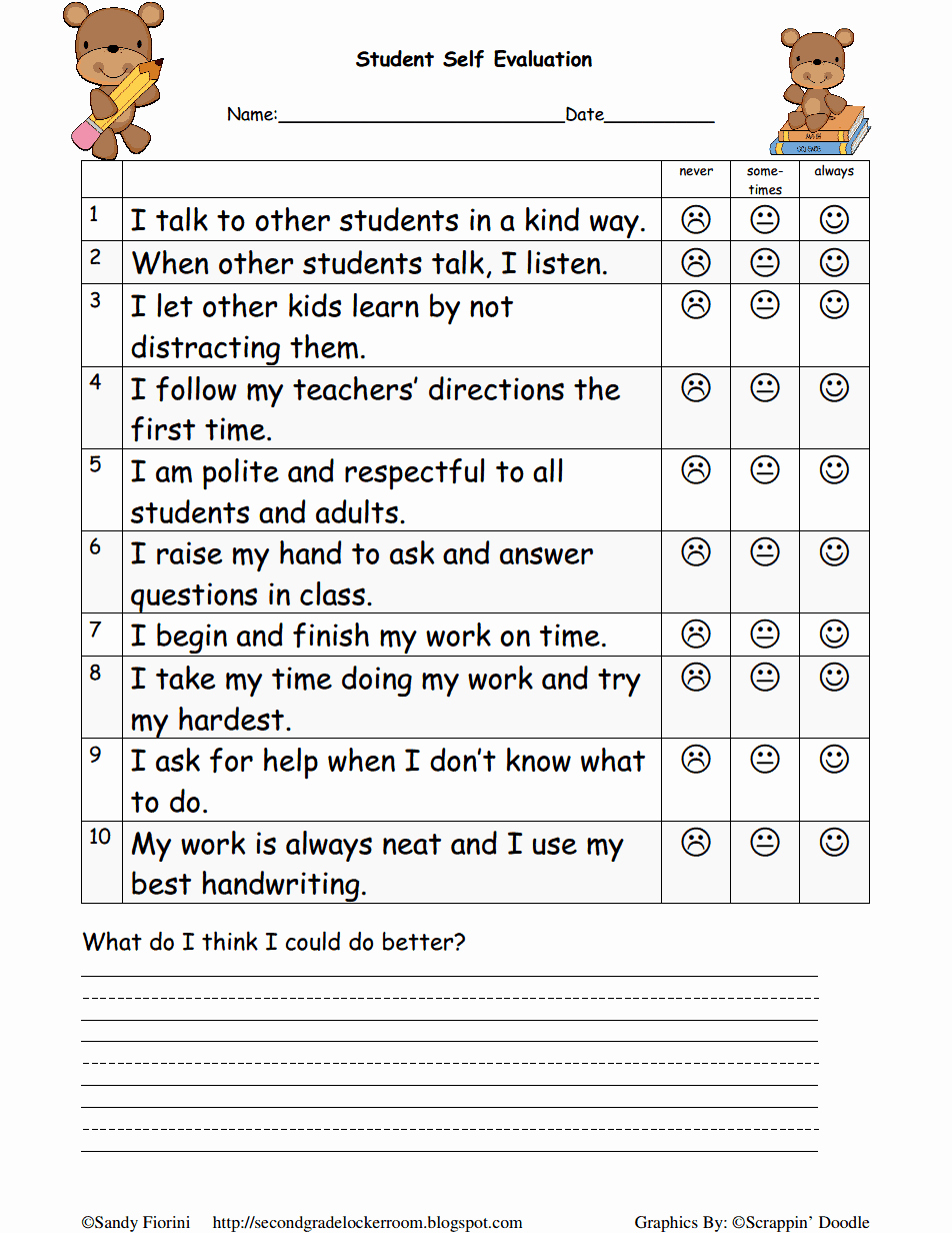 Preschool Teachers Evaluation forms Best Of Fiorini Student Self Evaluation Pdf