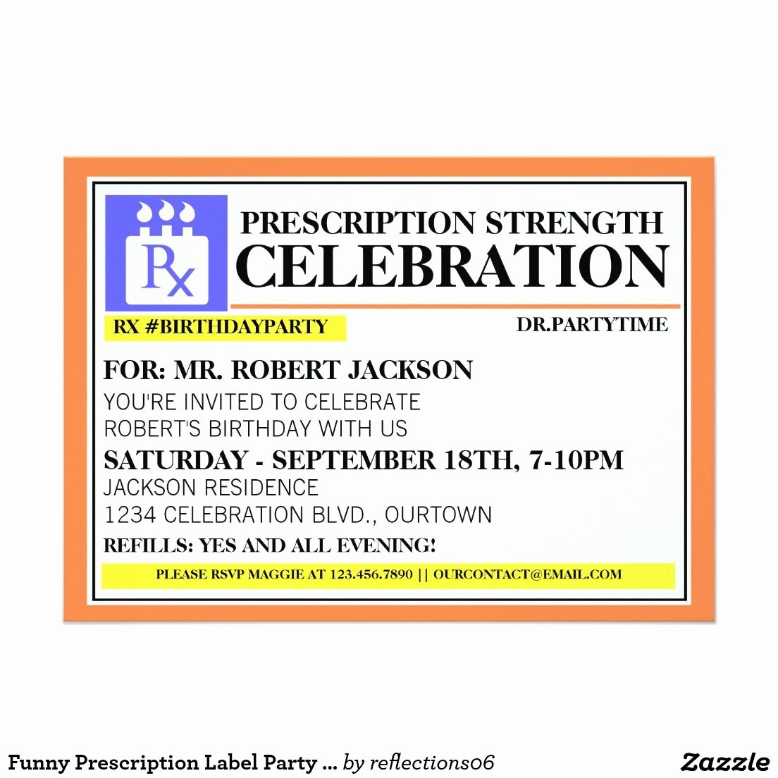 Prescription Bottle Label Template Elegant Funny Prescription Label Birthday Party Invitation Zazzle 4th Birthday Vet