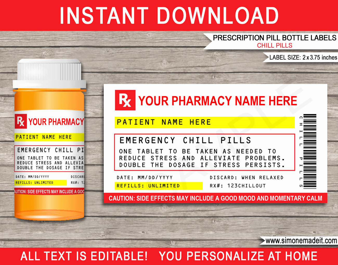 Prescription Bottle Label Template Luxury Prescription Printable Chill Pill Labels Template