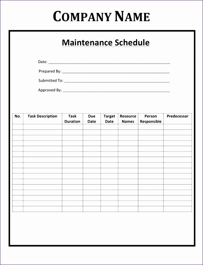 Preventive Maintenance Excel Template Fresh 6 Maintenance Schedule Template Excel Exceltemplates Exceltemplates