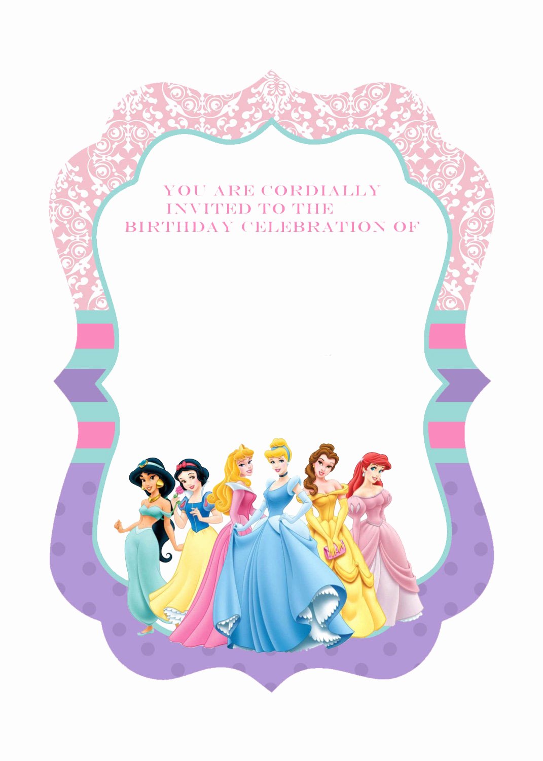 Princess Party Invitation Template Awesome Free Printable Disney Princess Birthday Invitations Template – Free Printable Birthday