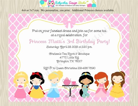 Princess Tea Party Invitations Beautiful Princess Tea Party Invitation Invite Disney by Jcbabycakes