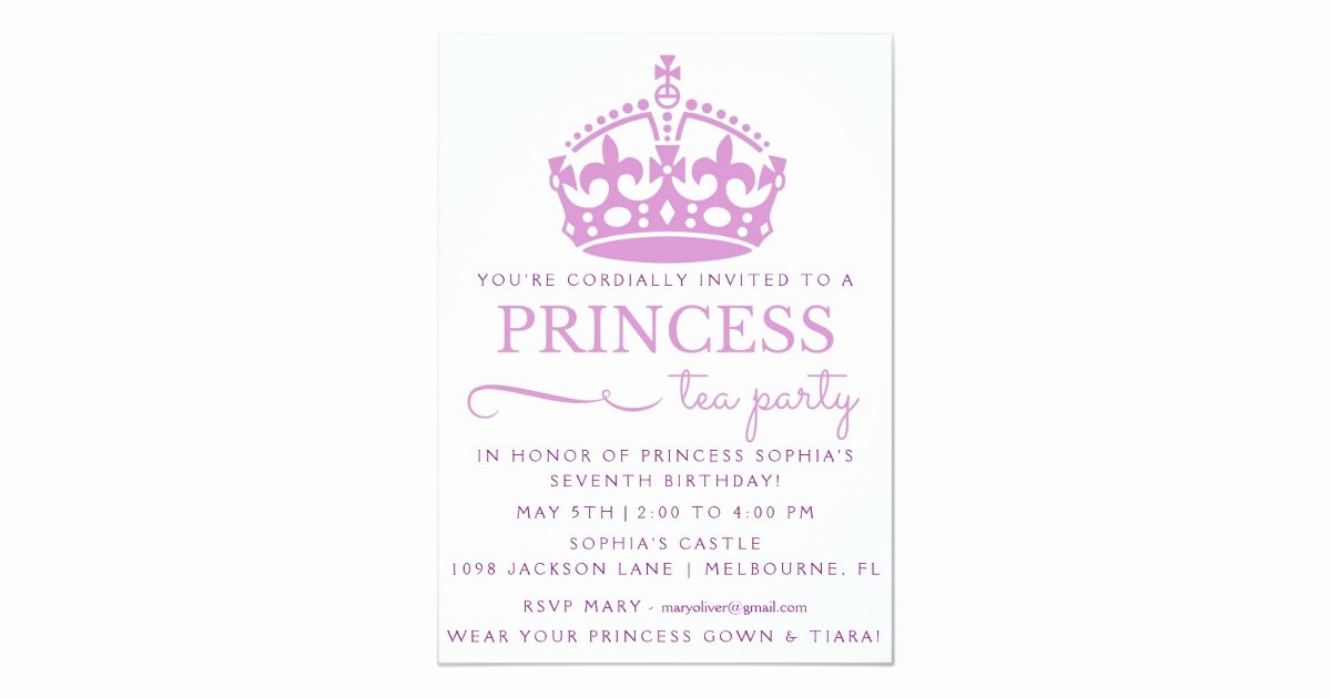 Princess Tea Party Invitations Best Of Purple Princess Tea Party Birthday Invitations