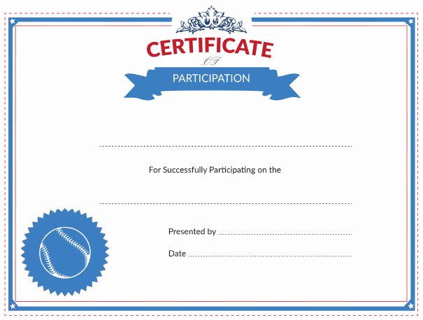 Printable Certificates Of Participation Best Of Printable Baseball Certificate Of Participation Award