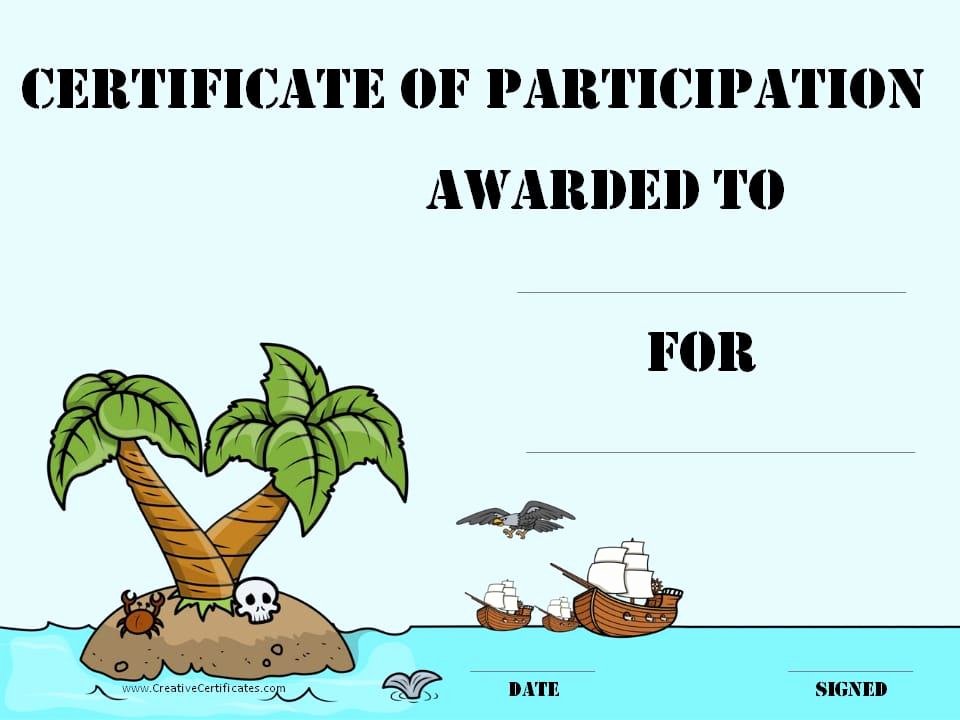 Printable Certificates Of Participation Fresh Free Printable Pirate Certificates for Kids