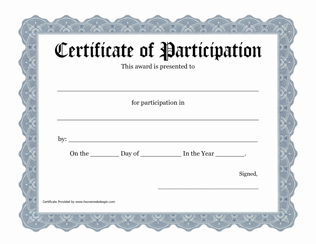 Printable Certificates Of Participation New New Certificate Of Participation Templates