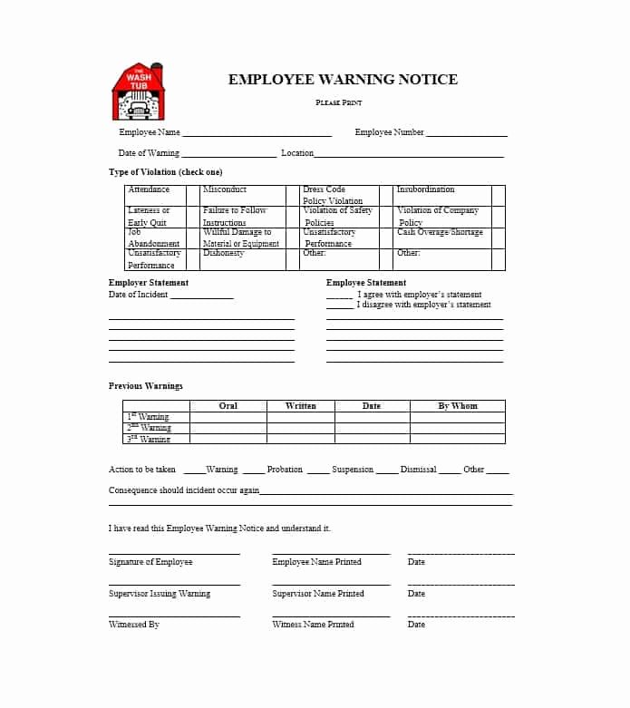 Printable Employee Warning form Beautiful Employee Warning Notice Download 56 Free Templates &amp; forms