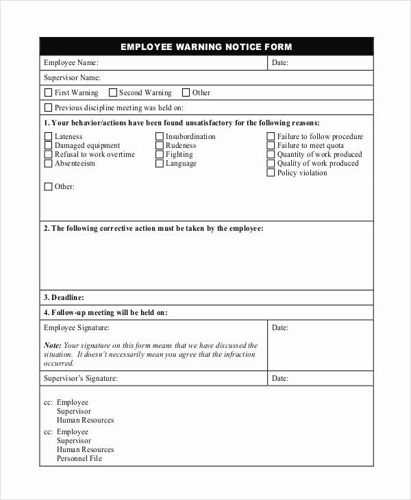Printable Employee Warning form Best Of 10 Employee Warning Notice Samples Google Docs Ms Word Apple Pages