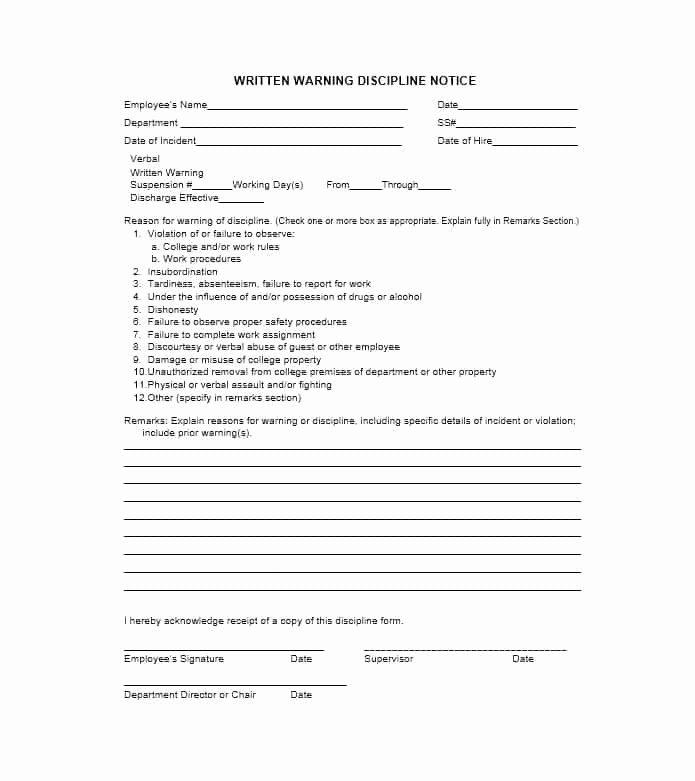 Printable Employee Warning form Fresh Employee Warning Notice Download 56 Free Templates &amp; forms