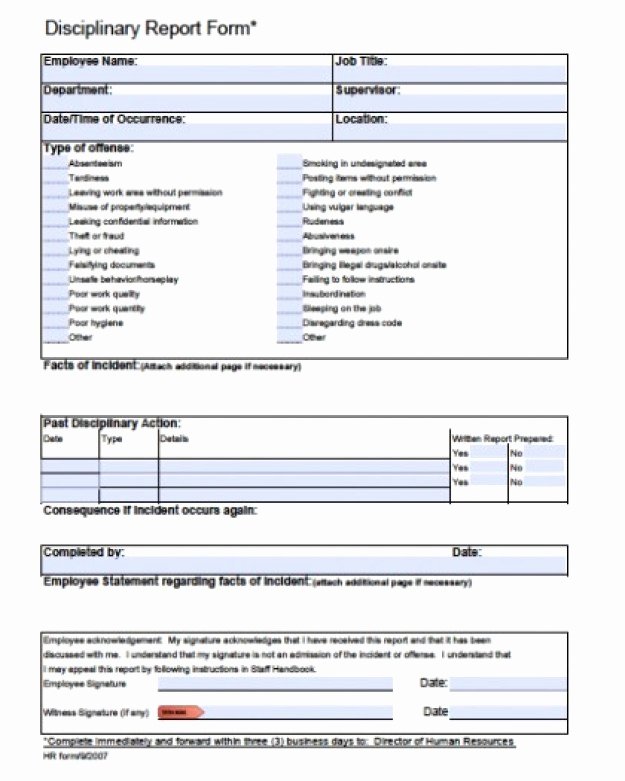 Printable Employee Warning form Inspirational Free Employee Write Up form Printable Excel Template
