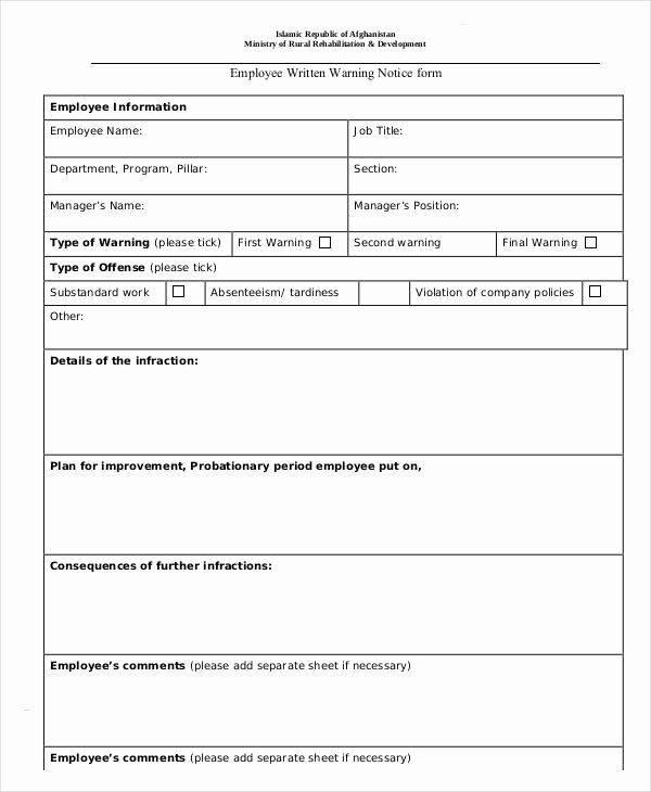 Printable Employee Warning form Unique Free Printable Employee Warning Notice
