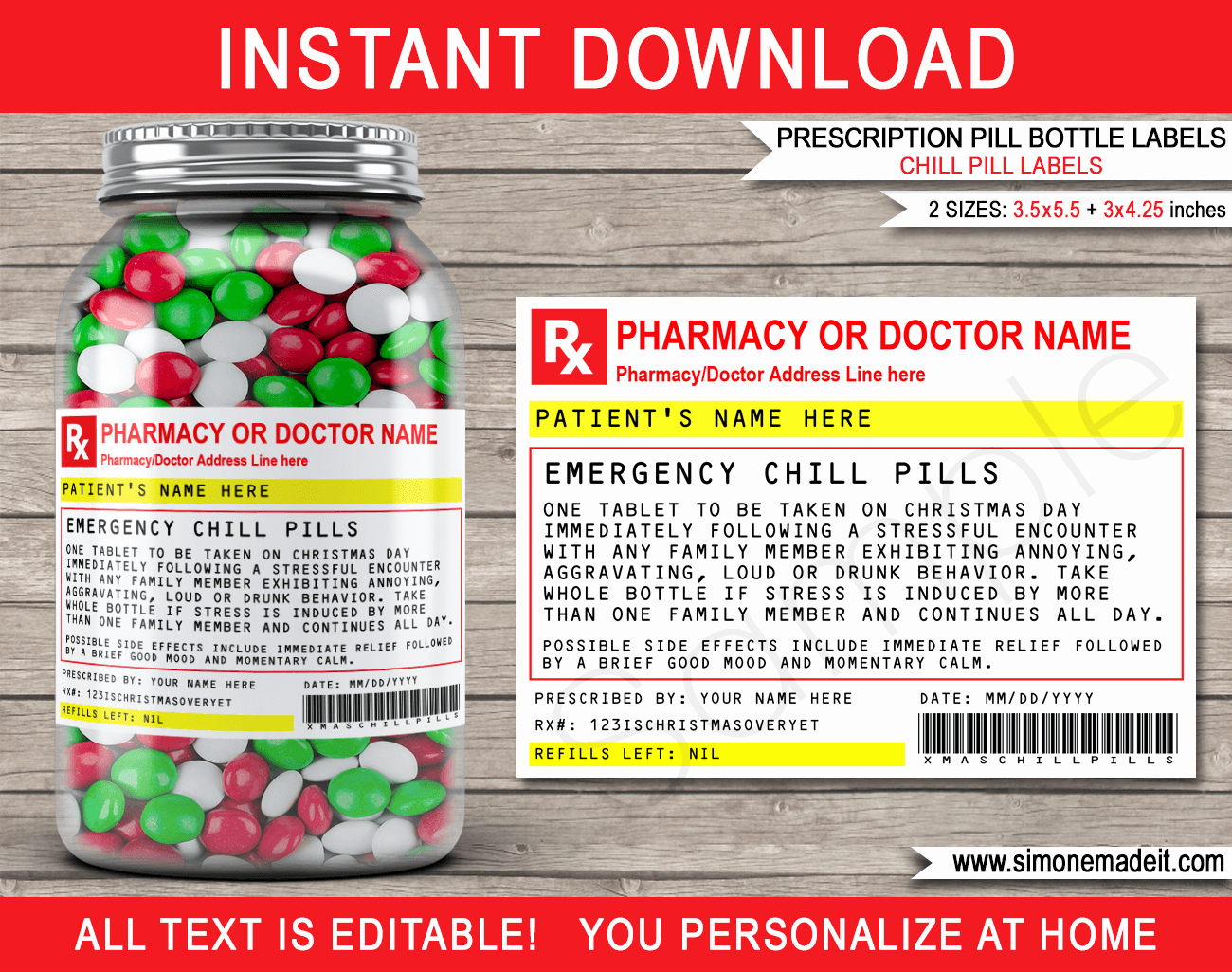 Printable Fake Prescription Labels Awesome Christmas Chill Pills Label Template Prescription