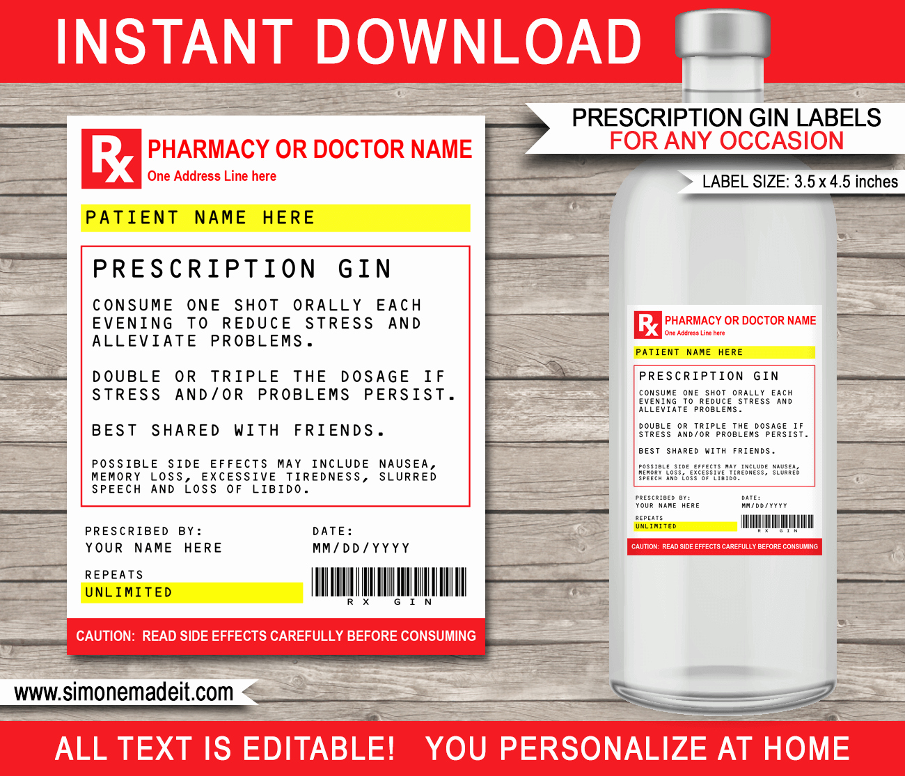 Printable Fake Prescription Labels Fresh Printable Prescription Gin Labels Template