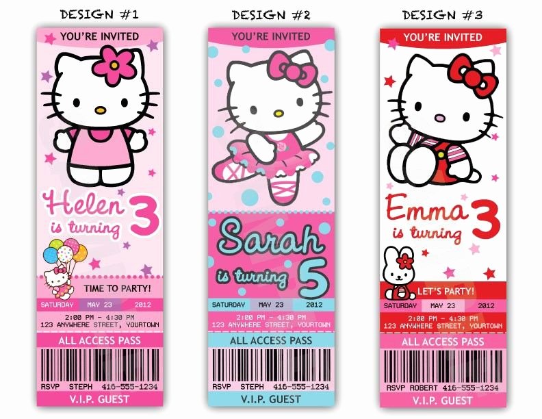 Printable Hello Kitty Invitations Fresh Hello Kitty Birthday Party Ticket Invitations Printable File $14 99 Via Etsy