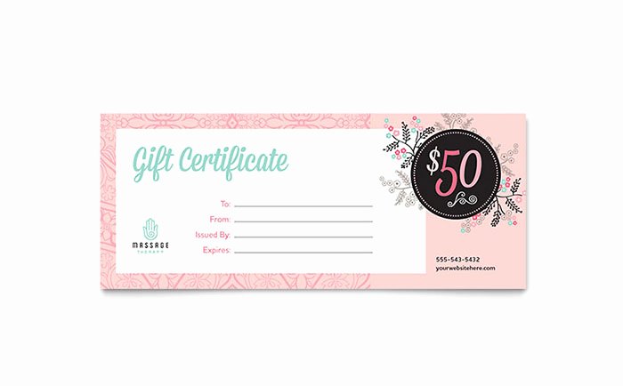 Printable Massage Gift Certificates Beautiful Massage Gift Certificate Template Design