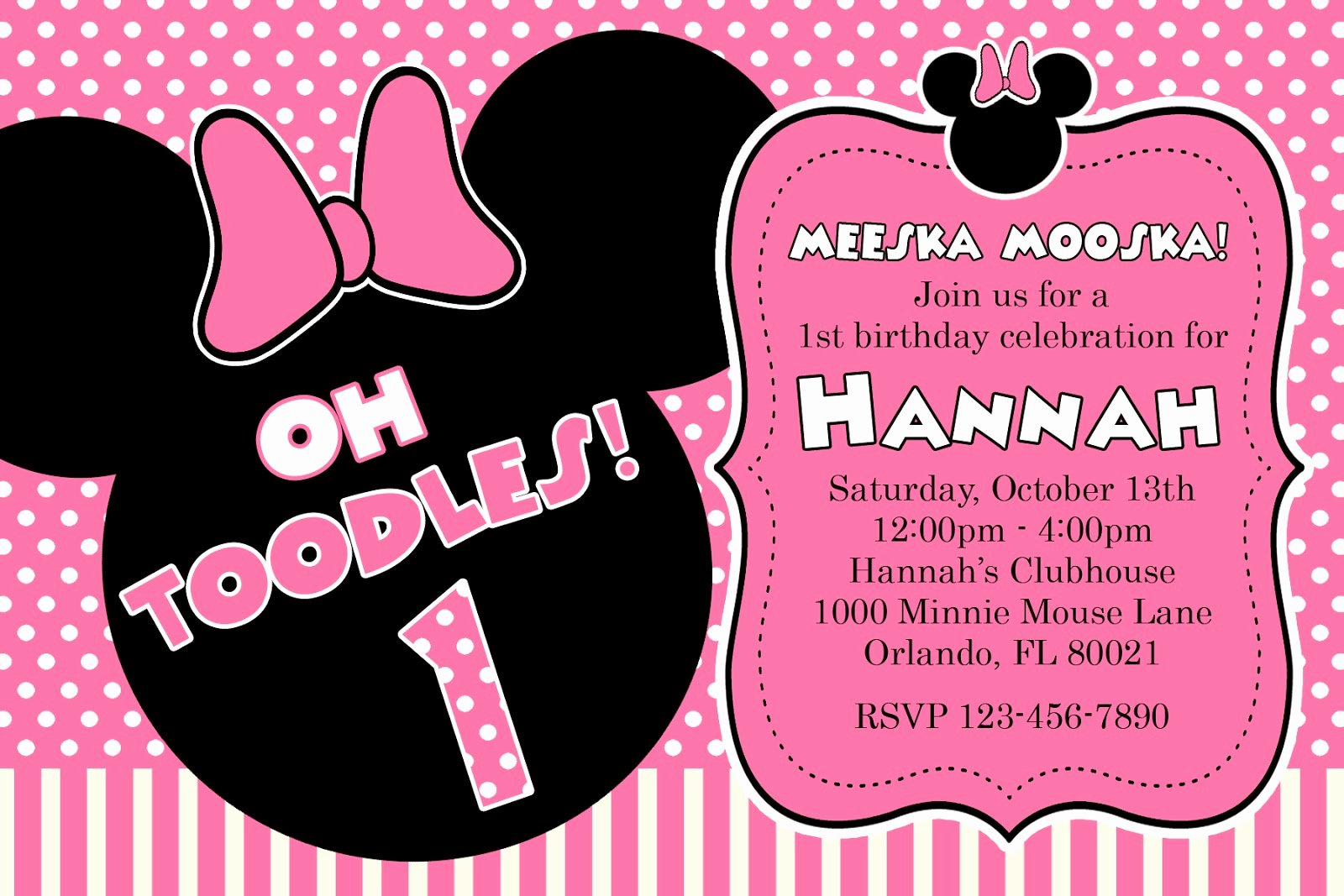 Printable Minnie Mouse Invitations Elegant Free Printable Minnie Mouse 1st Birthday Invitations