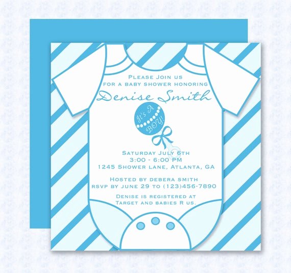Printable Onesie Baby Shower Invitations Elegant Blue Esie Baby Shower Invitation Editable Template