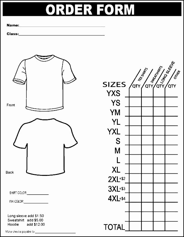 Printable T Shirt order form Lovely Apparel order form Template Template