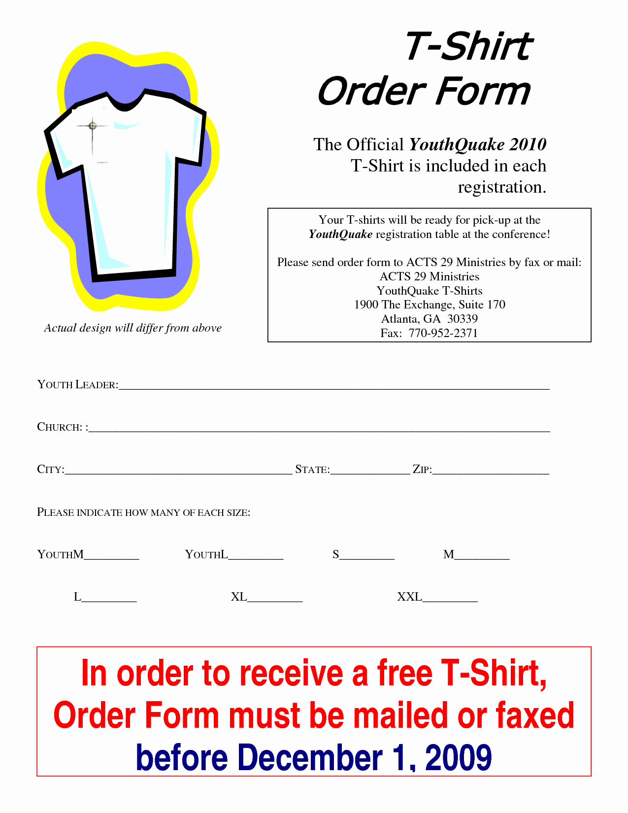 Printable T Shirt order form Unique T Shirt order form Template