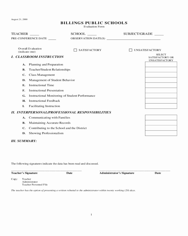 Printable Teacher Evaluation form Best Of 2019 Teacher Evaluation form Fillable Printable Pdf &amp; forms