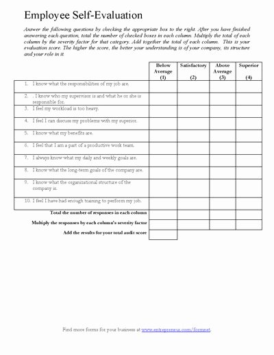 Printable Teacher Evaluation form Lovely Free Employee Self Evaluation forms Printable