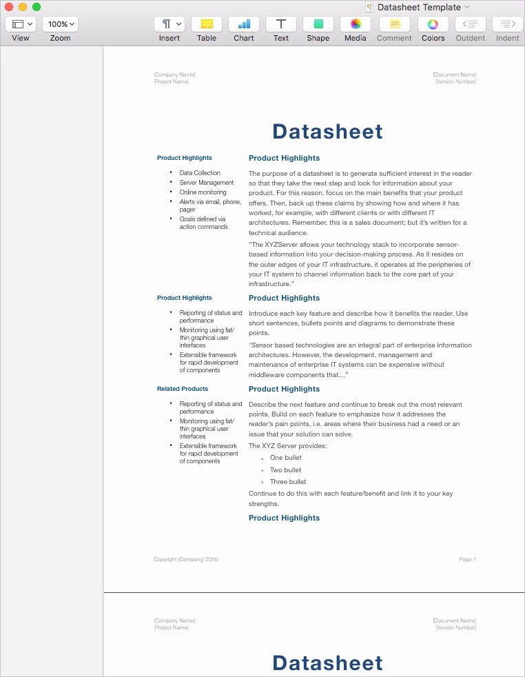 Product Data Sheet Template Lovely Technical Writing Templates Apple Iwork Pages and Numbers – Templates forms Checklists for