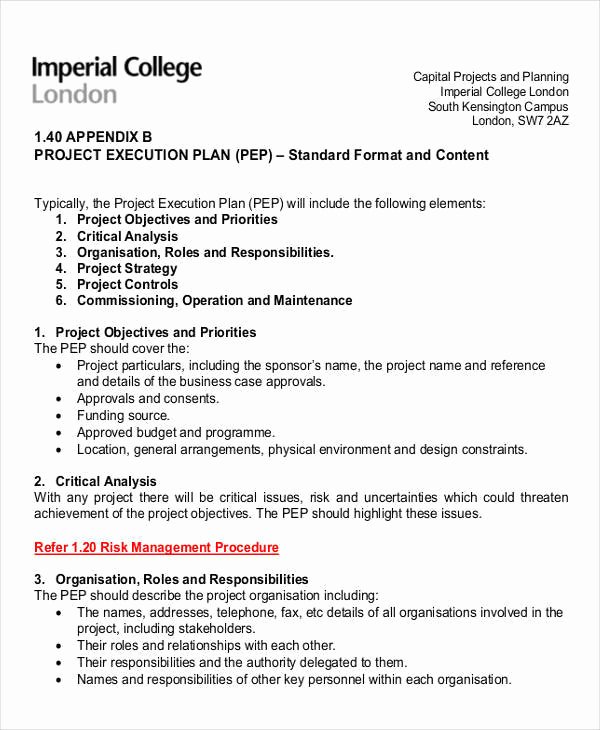 Project Execution Plan Template New 32 Sample Plan Templates In Word