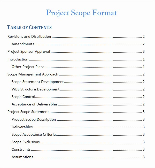 Project Management Scope Template Awesome Project Scope Template
