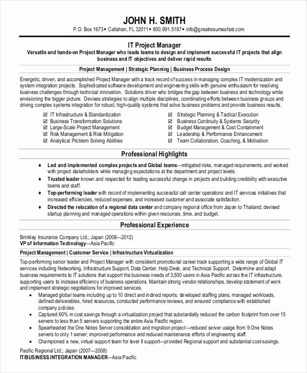 Project Manager Resume Pdf Fresh 52 Professional Manager Resumes Pdf Doc