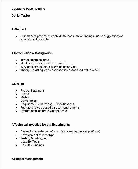 Project Outline Template Word New Project Outline Template 8 Free Word Excel Pdf format