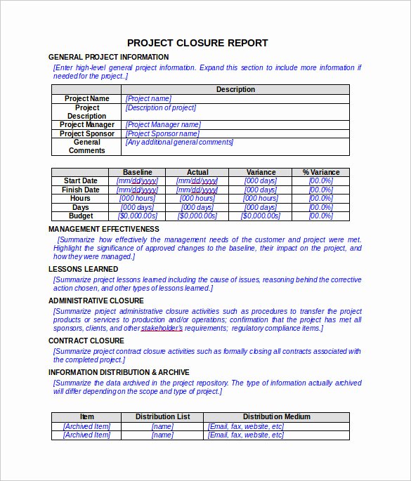 Project Report Template Word Lovely Project Closure Report Template 11 Documents In Pdf Word