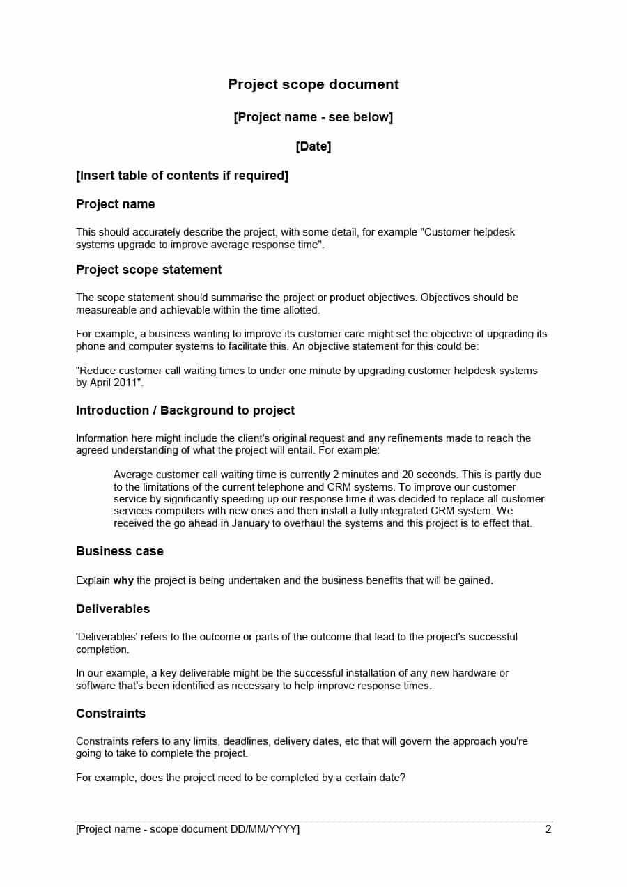 Project Scope Example Pdf New 43 Project Scope Statement Templates &amp; Examples Template Lab