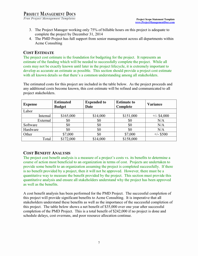Project Scope Statement Example Pdf Inspirational Project Scope Statement Template In Word and Pdf formats Page 7 Of 9