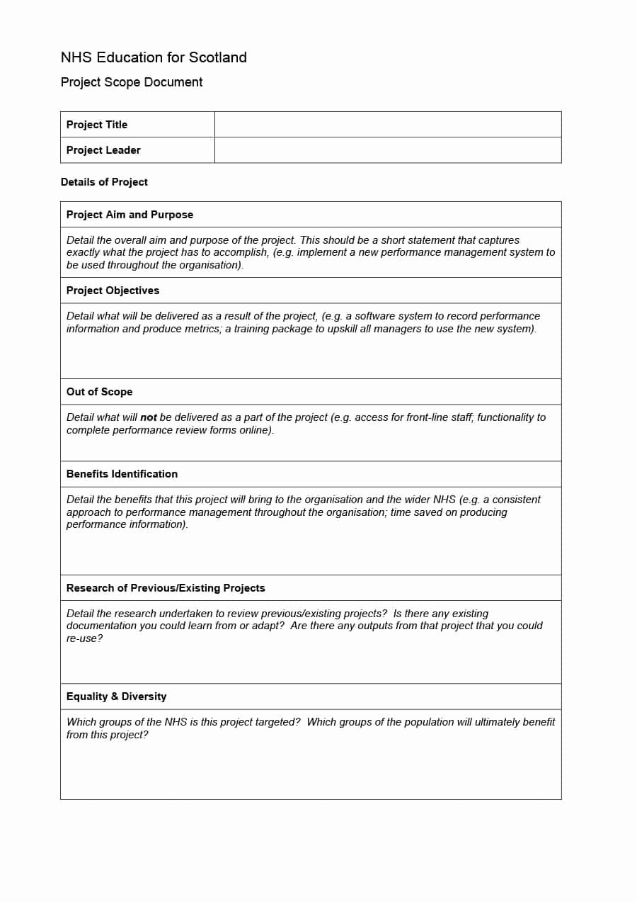 Project Scope Statement Template Awesome Project Scope Example