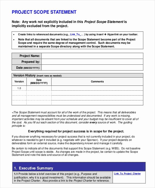 Project Scope Statement Template New 11 Statement Templates Free Word Pdf Documents Download