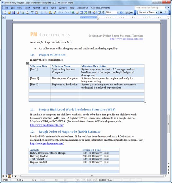 Project Scope Template Word Best Of Project Scope Template