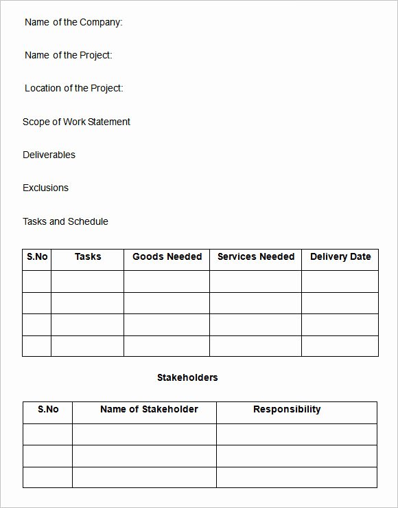 Project Scope Template Word Luxury Scope Of Work Template 26 Free Word Pdf Documents Download
