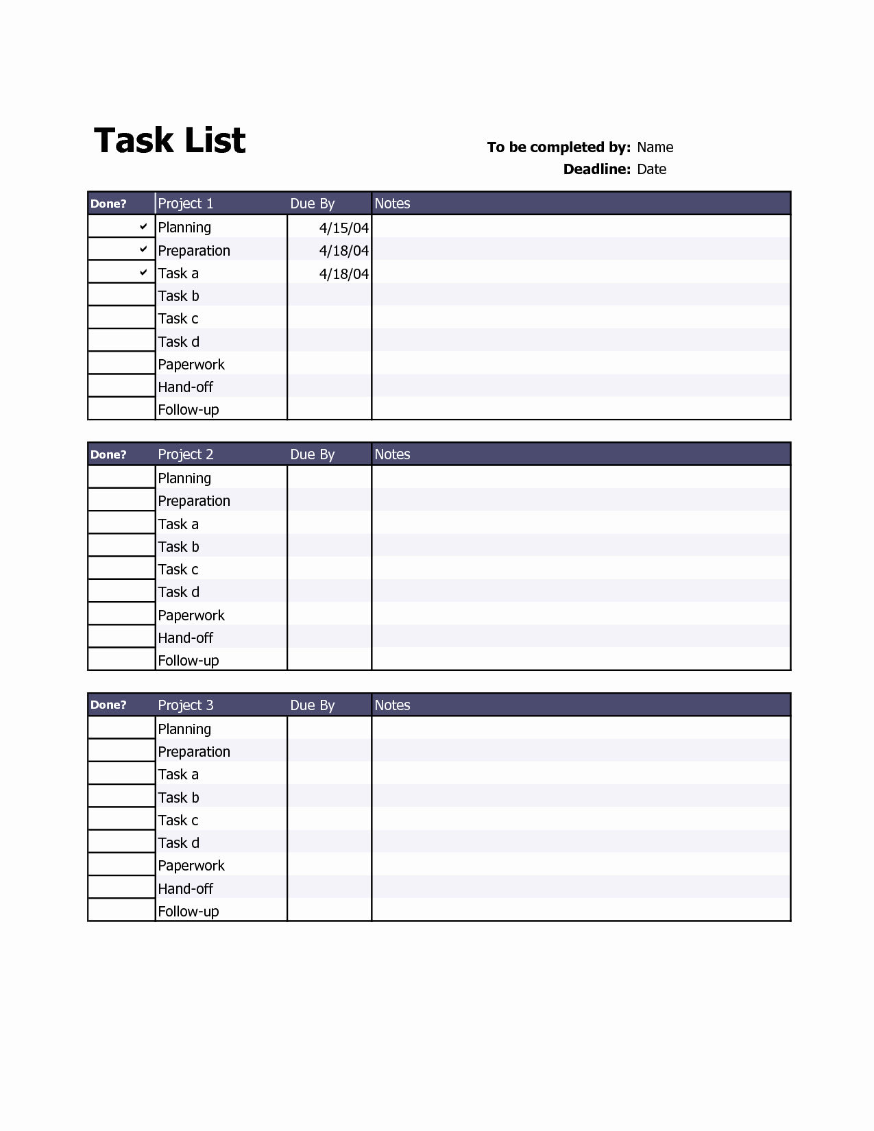 Project Task List Example Inspirational 10 Effective Task List Templates for Project or events Violeet